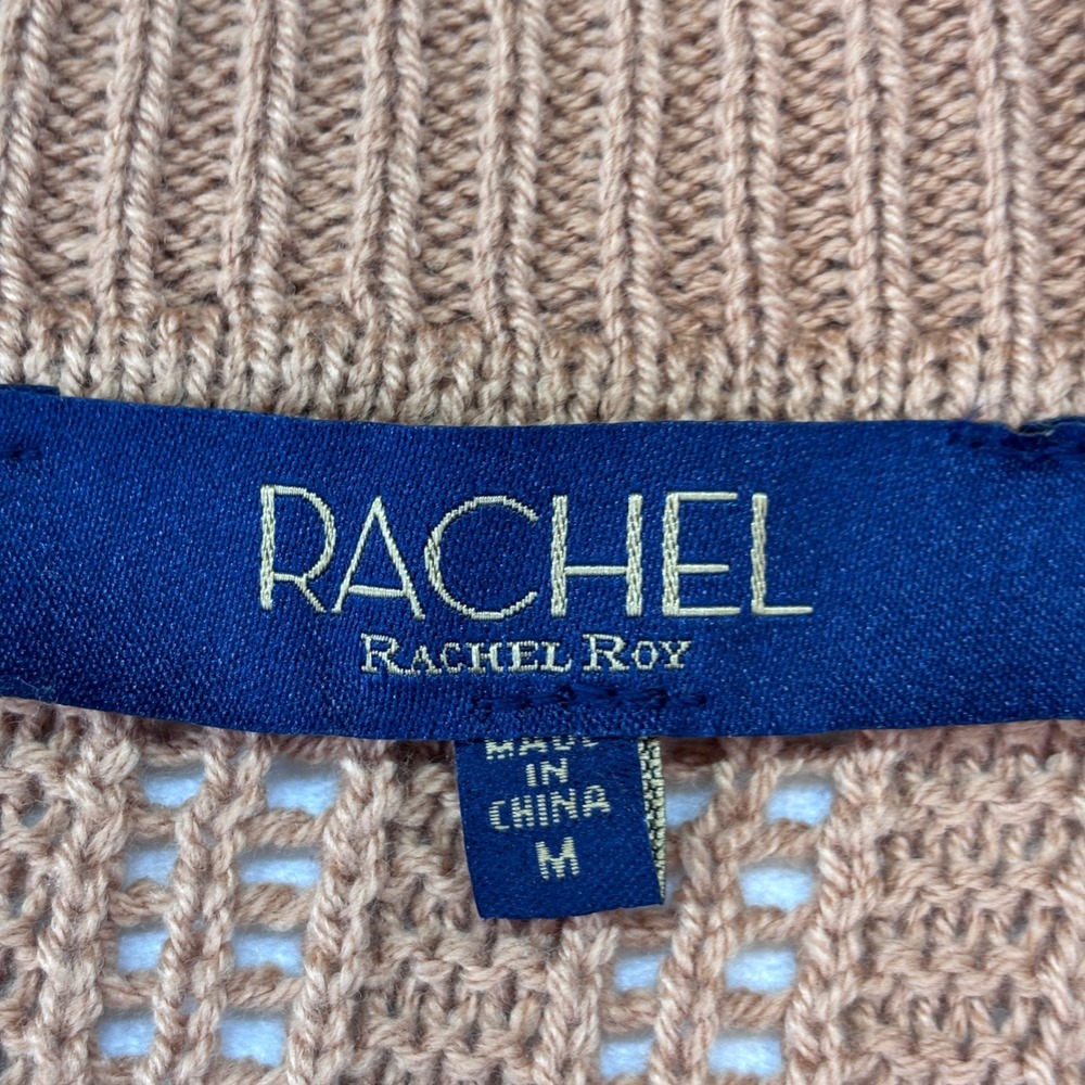 RACHEL Rachel Roy Women's Top Medium New Brown Knit‎ V-Neck Puff Sleeve Sweater - Picture 3 of 11